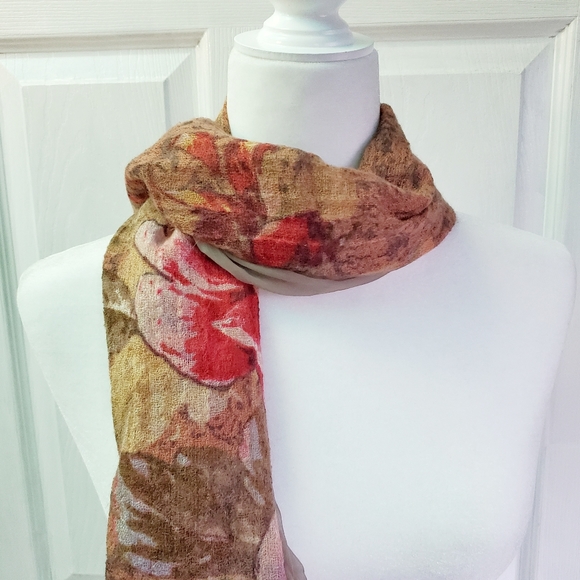 Floral Scarf Brown, red, green EUC - Picture 7 of 16